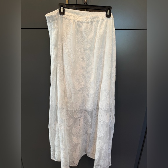 Hutch Deco Leaf Maxi Skirt White Embroidered Monstera Anthropologie NWT 2X - Picture 3 of 5